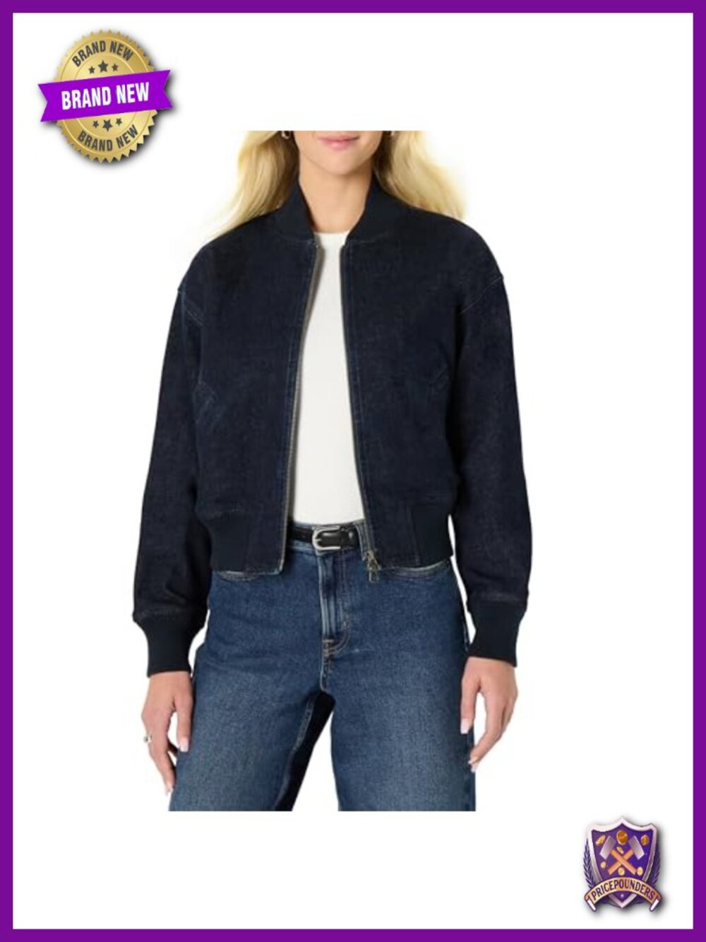 Relaxed-Fit Denim Bomber Jacket Water-Repellent Padded